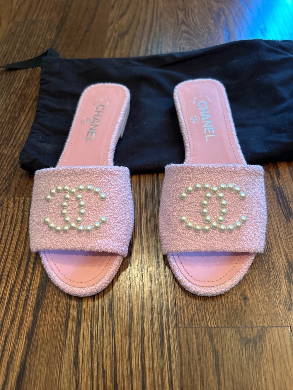 Chanel pink terry flat, size 37